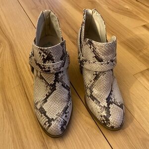 Faux leather snakeskin booties